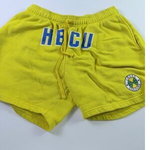 Cross Colours HBCU Sweat Shorts Yellow Fleece Urban Hip Hop Mens XL
